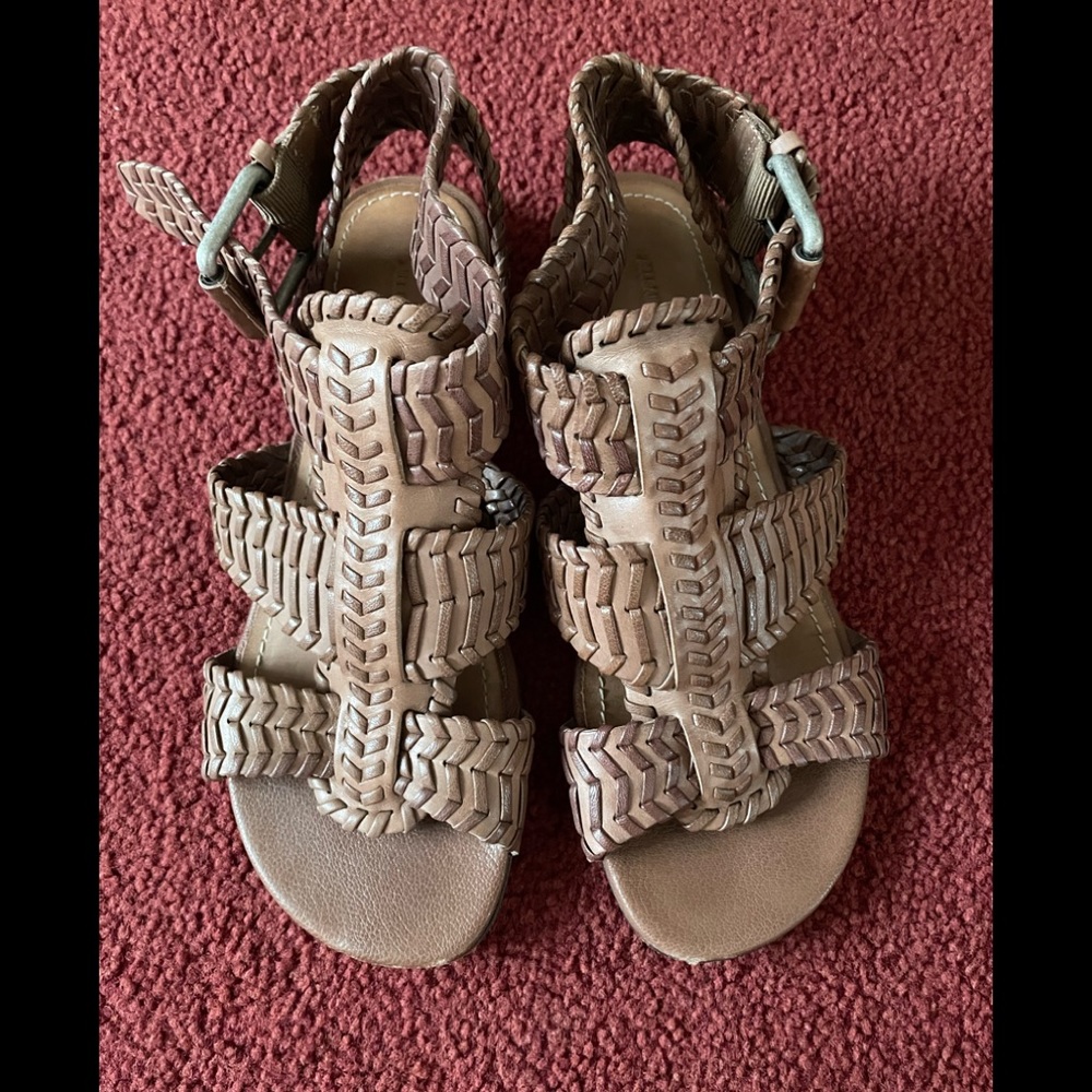 All Saints brown leather sandals; size 39